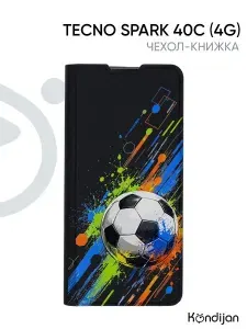 Чехол на Tecno Spark 40C 4G с рисунком, противоударный, с магнитом, черный с принтом ФУТБОЛ КРАСКА / Техно Спарк 40С