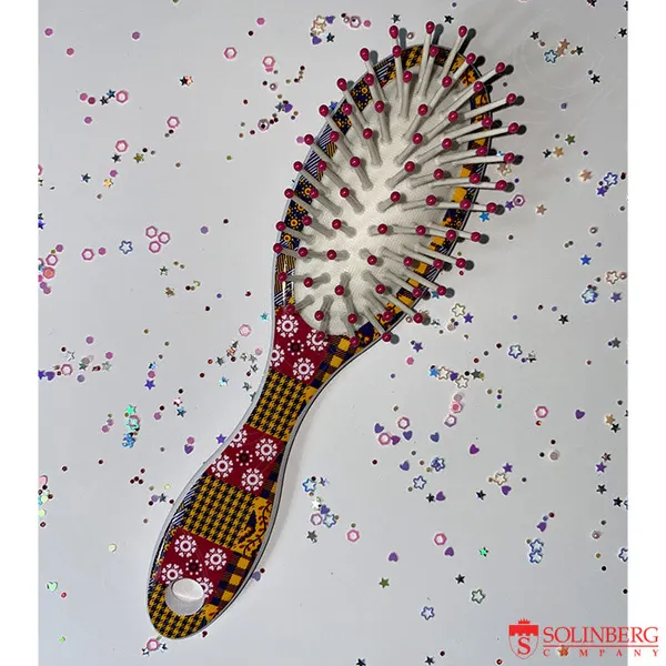 Щетка массажная Salon Professional 6904 "Print" "Мини", пластиковая, зубцы - пластиковые штифты, L 180 мм.