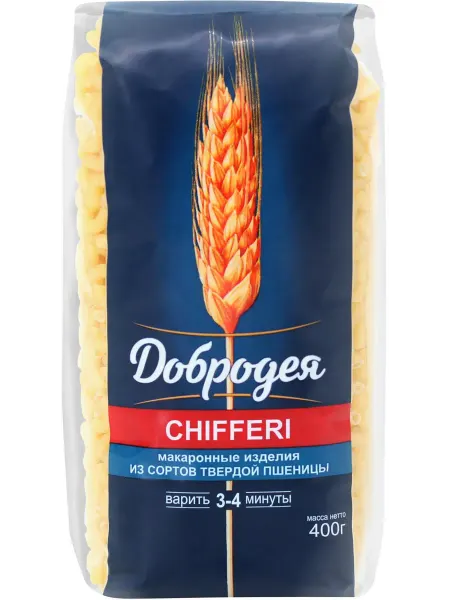 Макароны ДОБРОДЕЯ Chifferi группа А высший сорт, 400г