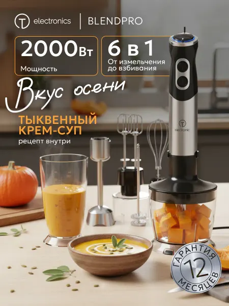 TITAN electronics Блендер погружной мощный измельчитель 6в1