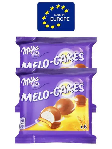 Milka Суфле Melo-Cakes, печенье Милка Мело Кейкс маршмеллоу