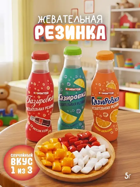 Конфитой Жевательная резинка газировка со вкусом апельсина, колы и ли…