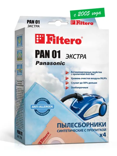 Filtero PAN 01 ЭКСТРА Мешки для пылесосов PANASONIC, 4 шт