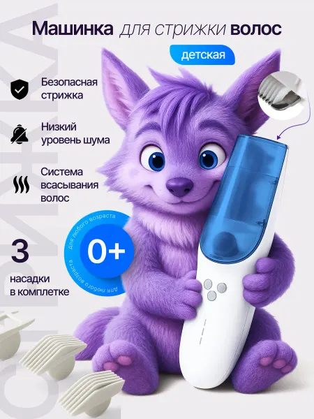 NORDI Машинка для стрижки волос детская бесшумная с контейнером
