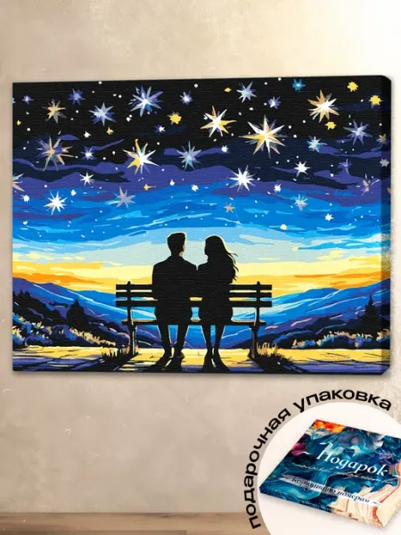 KartRin Art Картина по номерам Двое ночью Романтика Звездное небо 40x50