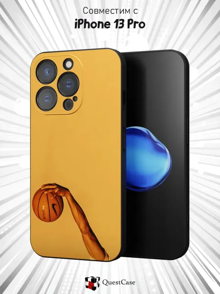 QuestCase Чехол на Apple iPhone 13 Pro с принтом Баскетбол