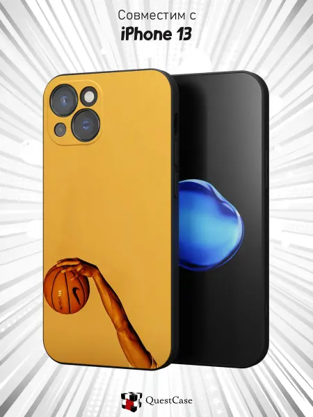 QuestCase Чехол на Apple iPhone 13 с принтом Баскетбол