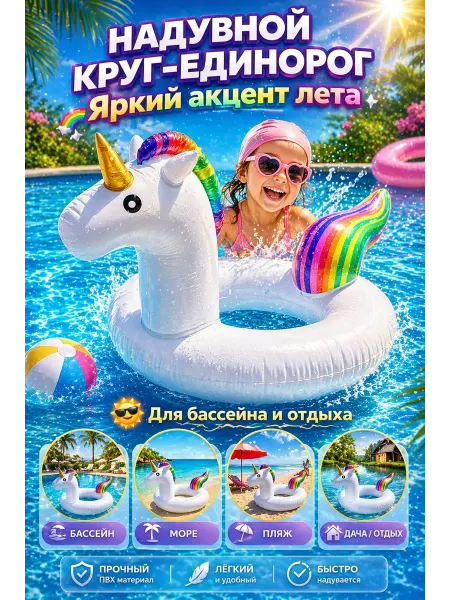 LI Liza Надувной круг для плавания детский единорог 70 см