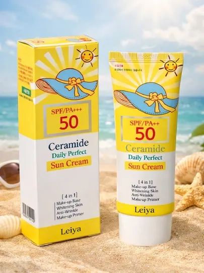 Leiya Ceramide Daily Perfect Sun Cream SPF50 солнцезащитный крем для лица 4в1 SPF50