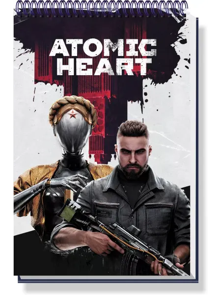 Atomic Heart Блокнот cо стикерами A5 для творчества и записей на кольцах