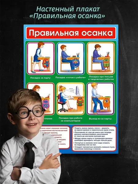 ТМ Мир поздравлений Плакат обучающий Правильная осанка оформление в класс А2