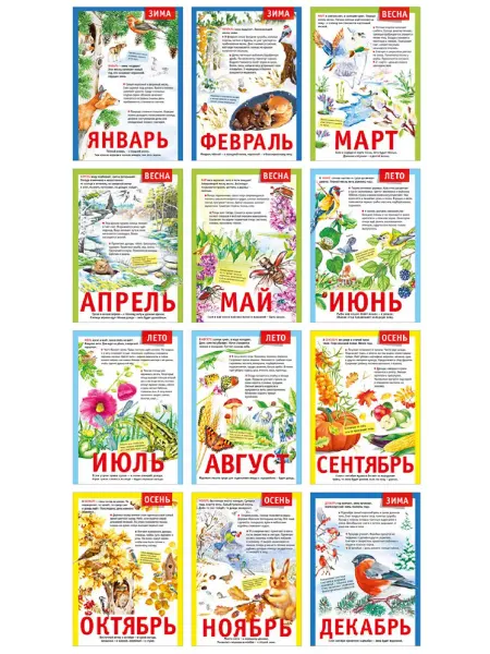 Декаон плакаты времена года для детей уголок природы в детском саду
