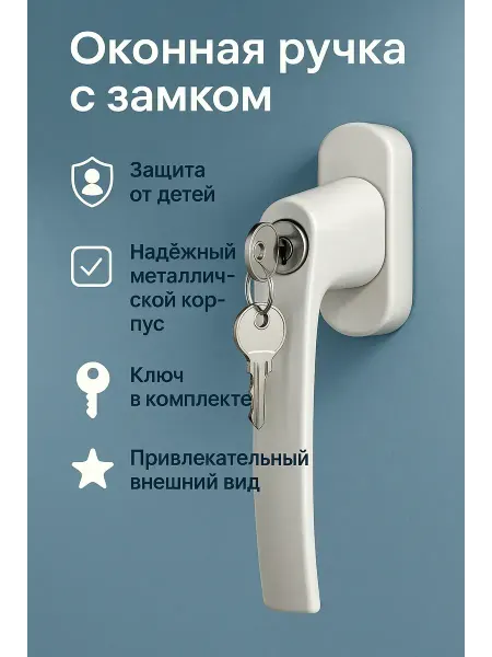 ЗЕНТОГРАММА Ручка оконная с замком и ключами детская защита безопасность