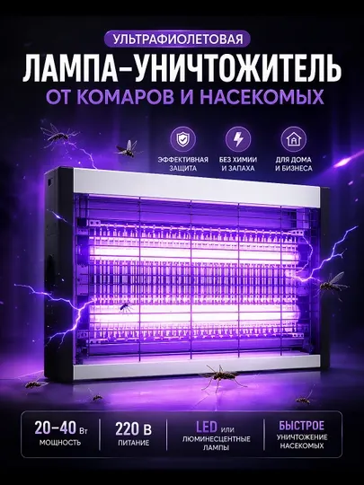 Электрическая мухобойка, ультрафиолетовая, защищает от комаров и уничтожитель мух