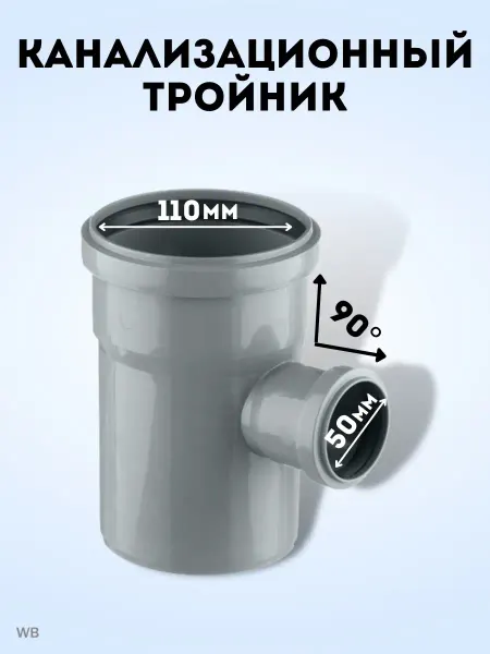 АТЛАС ПЛАСТ Тройник канализационный перех. 90 град. DN 110х50
