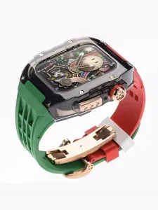 Премиальный ремешок для Apple Watch 44 / 45 mm в стиле Richard Mille White/Gold T