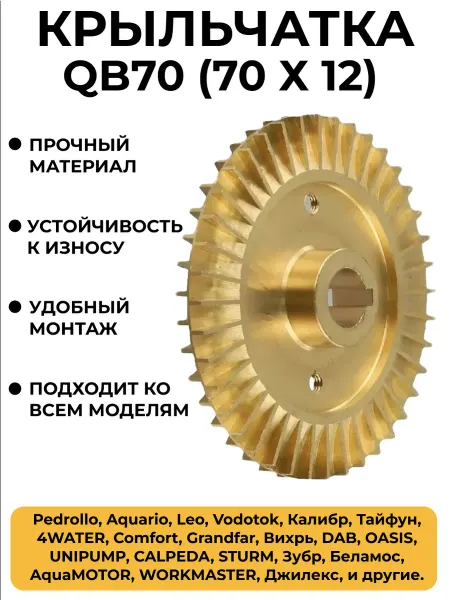 Крыльчатка QB70 (70х12 мм) для вихревого насоса