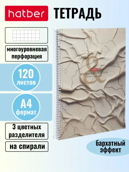 Hatber Тетрадь 120 листов клетка А4 на спирали