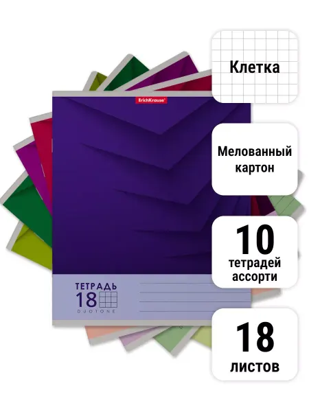 ErichKrause Тетрадь Duotone Next ассорти, 18 листов, Клетка 10 штук