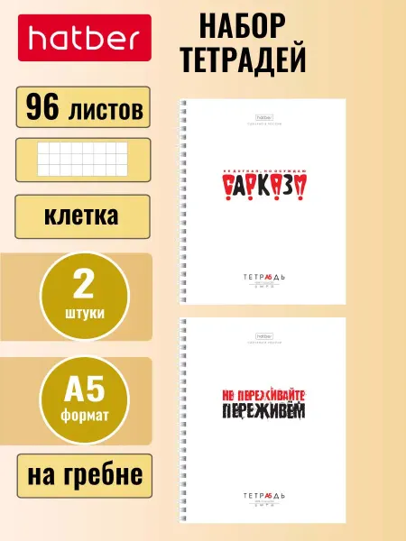 Hatber Тетрадь 2 шт 2 диз, 96 листов А5 клетка на гребне