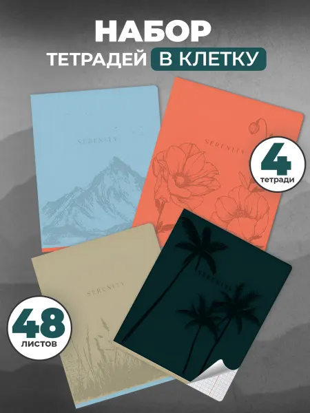 BG Тетради 48 листов в клетку общие 4 штуки