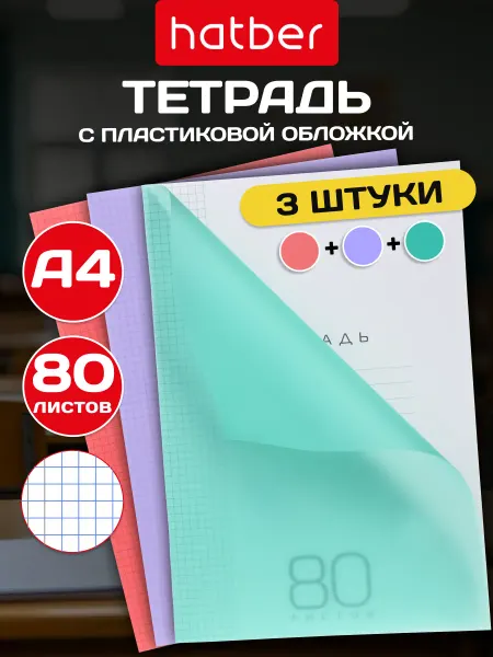 Hatber Тетрадь 80 листов в клетку А4 2шт