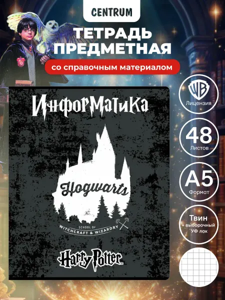 Centrum Тетрадь в клетку 48 л предметная Информатика Гарри Поттер