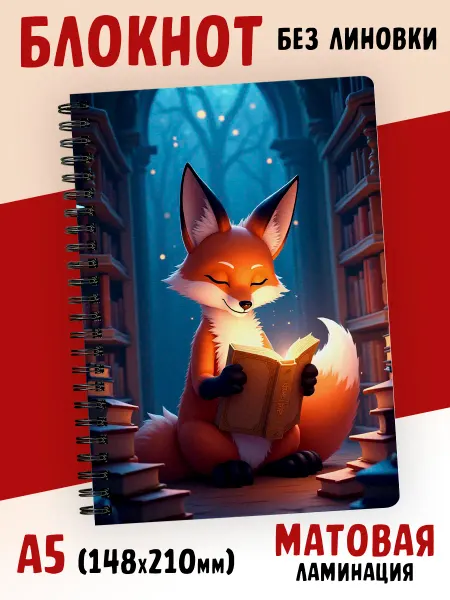 Блокнот из сказки Блокнот лиса и книга без линовки белые листы