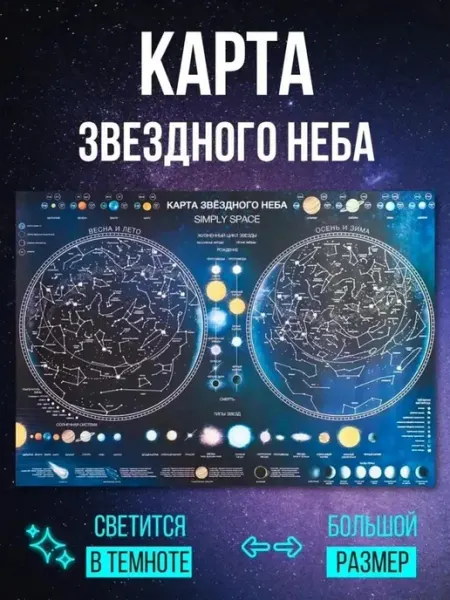 Gift Development Карта звездного неба светящаяся плакат