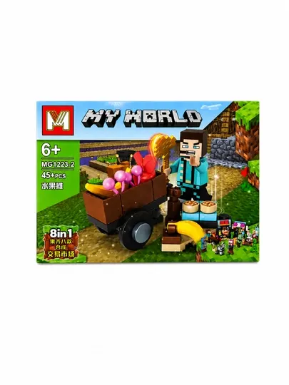 Блочный конструктор лего с мини-фигуркой minecraft и аксессуарами, игровой набор 45 деталей