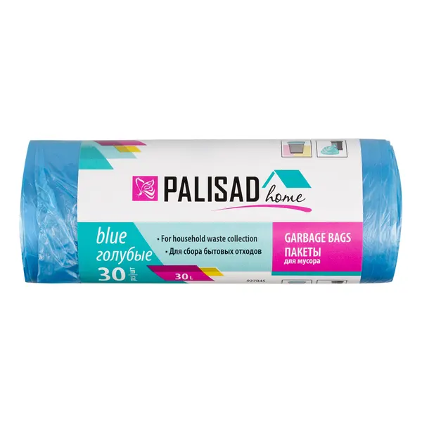 Пакеты для мусора Home (30 л 30 шт голубые) PALISAD 927045