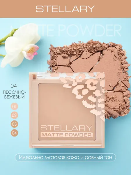 Stellary Пудра для лица матирующая компактная Pressed Powder, 04