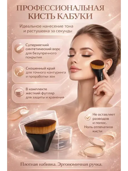 ГолдСтор Кисть кабуки для тонального крема,пудры,румян,контуринга