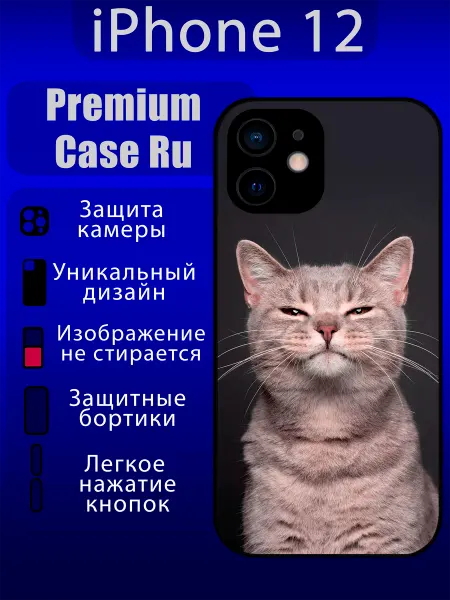 Premium Case Ru Чехол на iPhone 12 с принтом кот с надписью