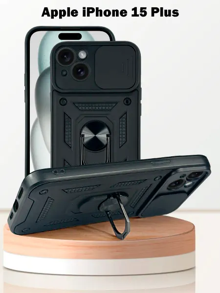 Чехол для Apple iPhone 15 Plus, с кольцом, защита камеры