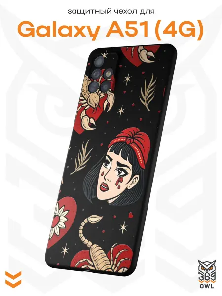 OWL369 Чехол на Samsung A51 4G с принтом Сердечки pinterest