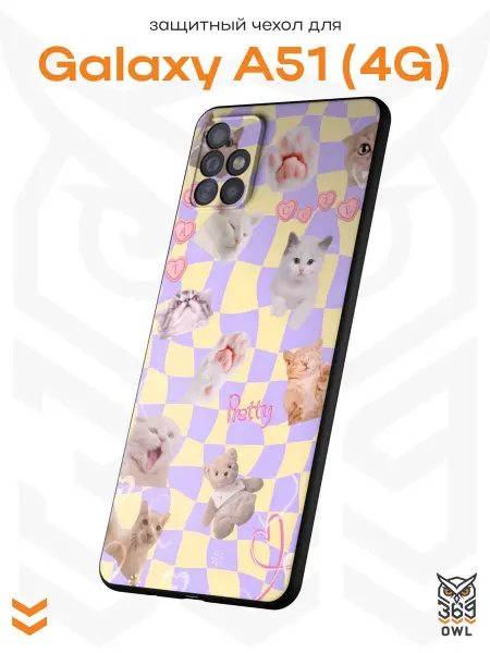OWL369 Чехол на Samsung A51 4G с принтом Котики Y2K