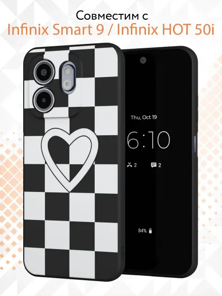 Kvinix Чехол на Infinix Smart 9 Infinix HOT 50i с принтом Сердце