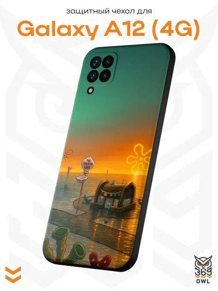 OWL369 Чехол на Samsung A12 с принтом Губка Боб