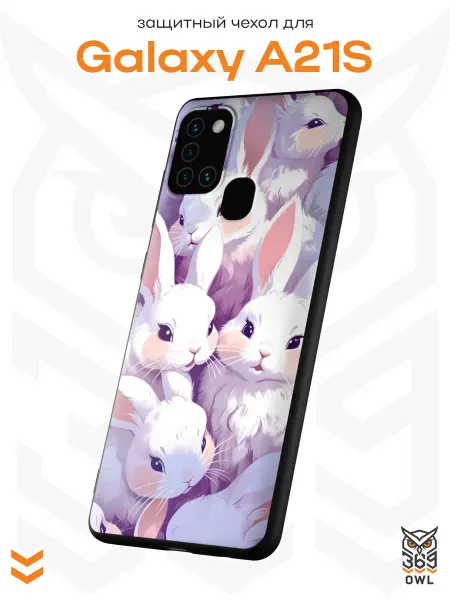 OWL369 Чехол на Samsung A21S с принтом Зайчики