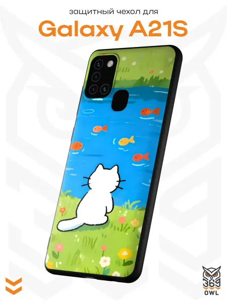 OWL369 Чехол на Samsung A21S с принтом Котик