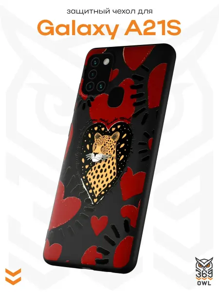 OWL369 Чехол на Samsung A21S с принтом Леопард