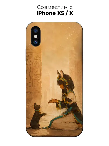 Vip Case Чехол на Apple iPhone X Xs Черный Египетский Кот