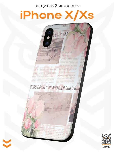 OWL369 Чехол на Apple iPhone X и XS с принтом Цветы pinterest