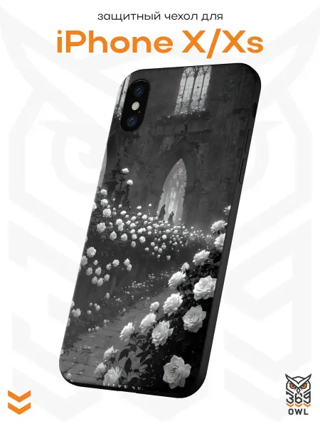 OWL369 Чехол на Apple iPhone X и XS с принтом Готика и розы