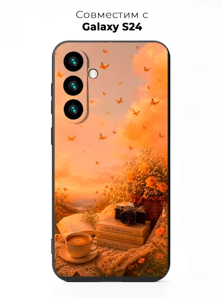 Vip Case Чехол на Samsung Galaxy S24 Золотой час и бабочки