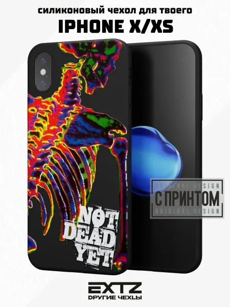 EXTZ Чехол на iPhone X и XS с принтом Y2K Скелет