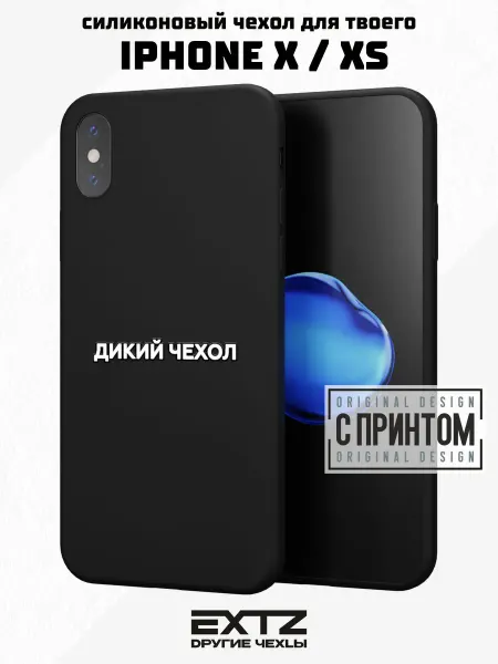 EXTZ Чехол на iPhone X и XS с принтом Надпись