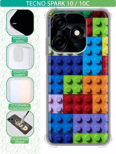 InThisCase Чехол на Tecno Spark 10C с принтом Лего