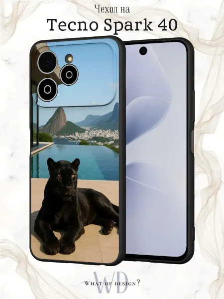 What of Design? Чехол на Tecno Spark 40 с принтом Пантера